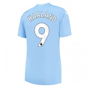 Lacne Ženy Futbalové dres Manchester City Erling Haaland #9 2023-24 Krátky Rukáv - Domáci